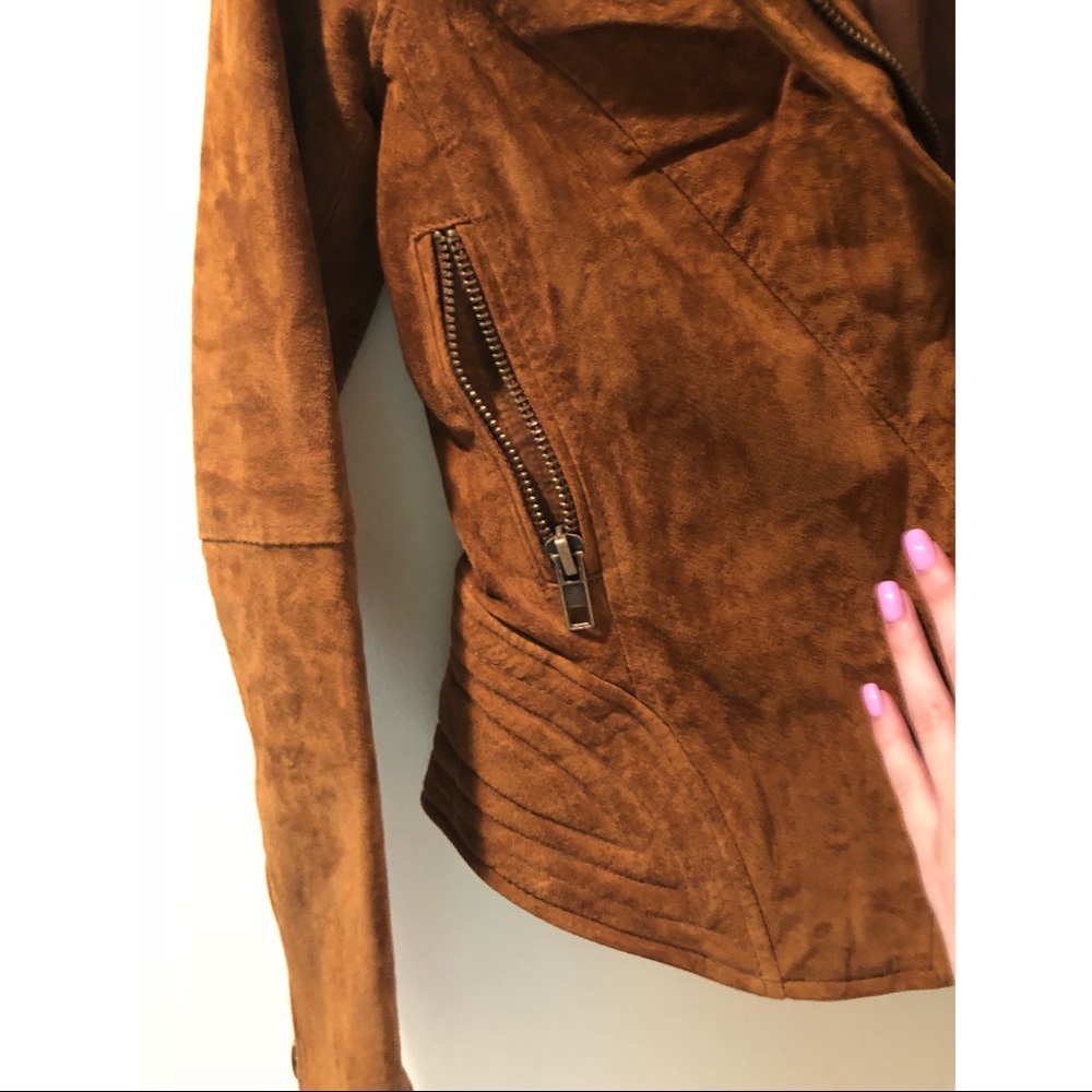 Blank NYC Brown Cognac Faux Suede Moto Jacket - Picture 2 of 5